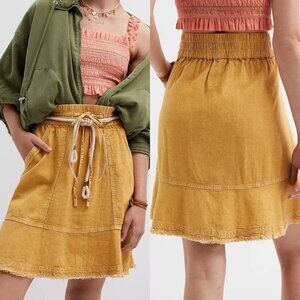 Anthropologie Pilcro linen blend Flounced Mini Skirt Size XS